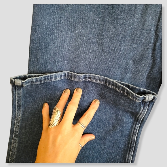 FREE PEOPLE BOYISH The Ricky Denim Stretch High-Rise Flare Jeans Blue - Picture 7 of 11